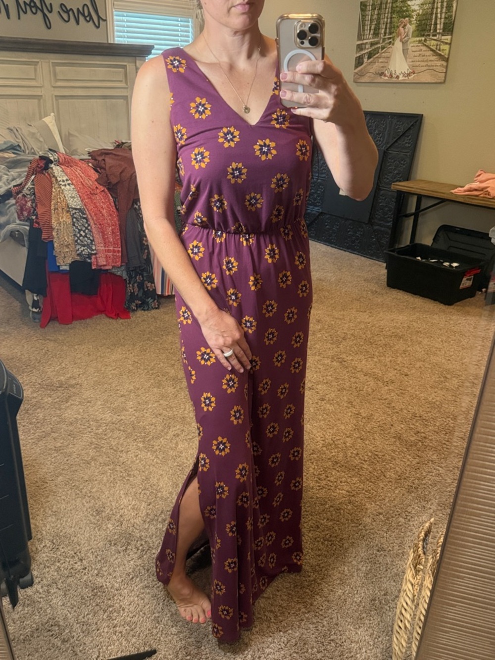 nine britton Purple Floral Maxi Dress